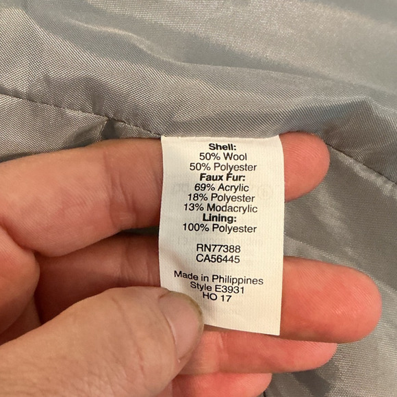 J.CREW Vail Faux Fur Parka Coat Size 2 Hooded Peacoat Grey Classic Preppy Twee - Picture 8 of 11
